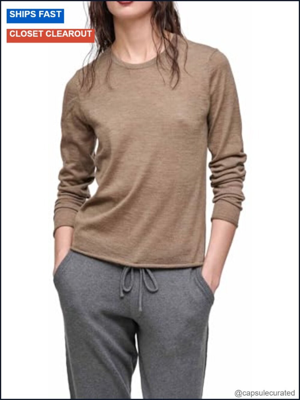 Lightweight Cashmere Crewneck Sweater Pullover